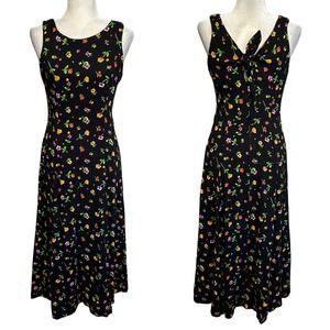 Vintage 90s Y2k Midi Dress Womens Sz 10 Floral Cottagecore Fairy Grunge Romantic